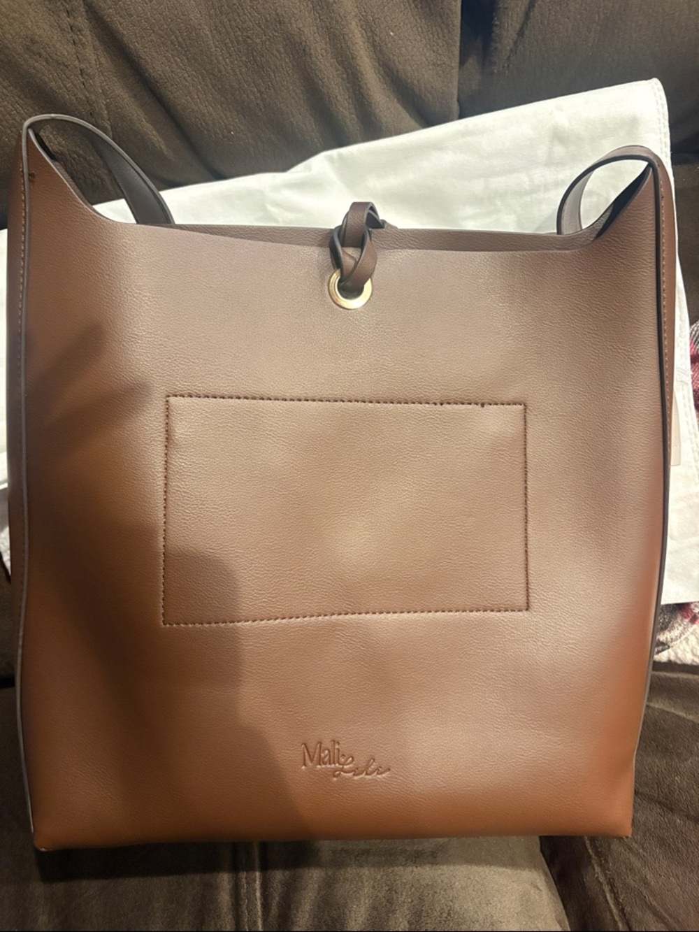 Mali + Lili Buckle Bucket Shoulder Bag in Brown - Picture 9 of 10